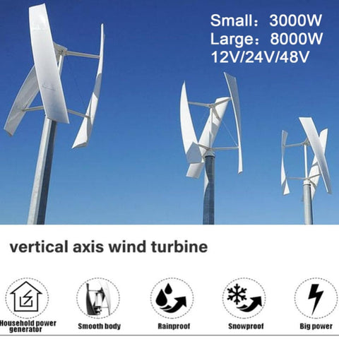 Vertical Wind Turbine 3000W/8000W Home Power System With Controller And Grid Inverter, Easy Install 48V Renewable Energy Solution
