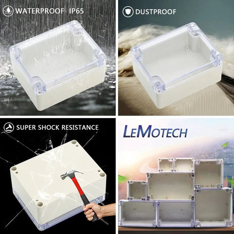 ABS Plastic Junction Box Built Tough Waterproof IP65 Dustproof Electrical Enclosure With Clear PC Cover Project Box Grey