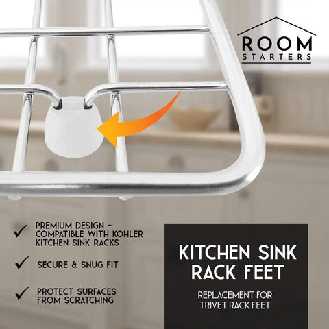 Kitchen Sink Rack Feet 20 Pack Replacement For Kohler Rack Rubber Feet 84544-0 White Durable Snap On Upgrade For Sink Grids