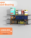 Heavy Duty Wall Mount Lumber Rack With Nine Level System Holds 1080 Lb For Garage Wood Storage Six Pack orange metal organizer with tools.