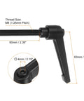 Heavy Duty 8 Piece M8 X 60mm Male Thread Quick Swap Clamping Lever Handles No Hassle Tight Locking Smooth Rotation Durable Aluminum Alloy Toggle Knobs For Workbench Gear And Custom Rigs Black, showing threaded stud and lever dimensions.