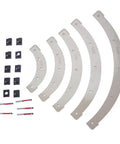 Total Shop Must Have Heavy Duty Round Corner Radius Router Template Set With Removable Jigs including R100 to R300 sizes and accessories.