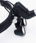 Side view of All Purpose 5W Rechargeable Headband LED Headlight With 3.5X Binocular Loupe, leather strap, DY-106 model