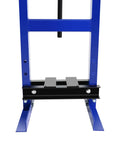 Badass Professional Grade Heavy Duty 6 Ton Hydraulic Shop Press With Real Time Precision Pressure Gauge And Adjustable Work Table For Metalworking Bending Straightening Punching And Stamping Jobs Blue Finish close-up of blue steel frame and black adjustable work table