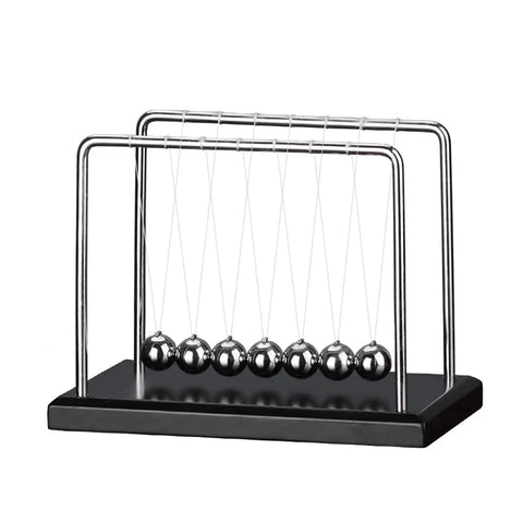 7 Ball Desk Pendulum Cradle With Glass Base And Stainless Steel Balls, Classic Office Desk Toy For Classroom Demos, 50 Plus Second Swing Time
