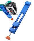 Adjustable Machine Rail For Circular Saws With Secure Locking Mechanism, blue rail guide for precision cutting on stone or marble.