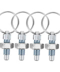 Premium Stainless Steel Spring Plungers 4 Pack Pull Type Indexing Pins for tool storage with snap rings and hex nuts.
