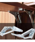 Spring Hinge Pair For 90 Degree Folding Lift Bracket Sofa Bed Hinge Cabinet Doors And Furniture Storage Boxes Sturdy Cold Rolled Steel Easy Install Durable Lift Hardware For Home Projects installed on a wooden cabinet