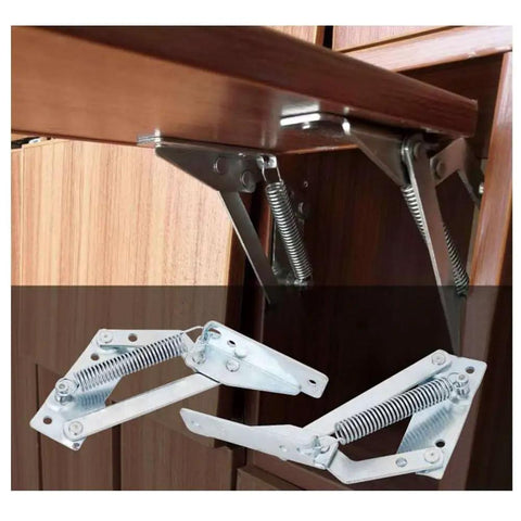 Spring Hinge Pair For 90 Degree Folding Lift Bracket Sofa Bed Hinge Cabinet Doors And Furniture Storage Boxes Sturdy Cold Rolled Steel Easy Install Durable Lift Hardware For Home Projects installed on a wooden cabinet