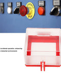 Emergency Stop Button Cover Lockout Box Type Transparent Push Button Switch Protector, rugged PC plastic, prevents misoperation.