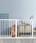 Extra Wide Walk Through Baby Gate For Kids And Pets, Durable Safety Gate For Stairs And Doorways, Easy Install Pressure Mounted No Drilling.