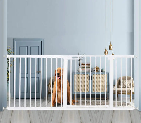 Extra Wide Walk Through Baby Gate For Kids And Pets, Durable Safety Gate For Stairs And Doorways, Easy Install Pressure Mounted No Drilling.