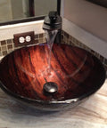 Cascade Waterfall Vessel Faucet With Single Lever Handle, Oil Rubbed Bronze Finish, flowing water into a vessel sink