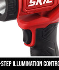 Ultra Bright Led Work Spotlight Rechargeable 20 Volt Cordless 300 Lumens Portable Jobsite Light 104 Degree Swivel Head, 2-step illumination control