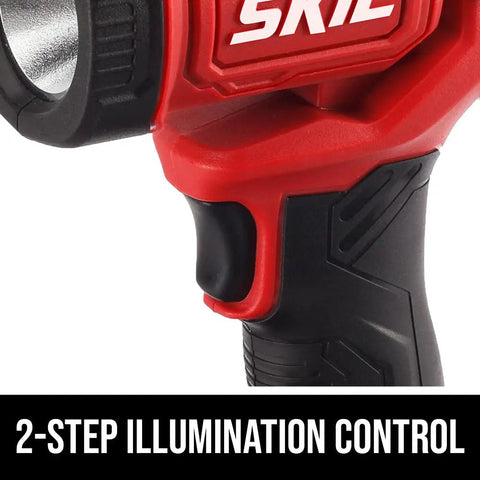 Ultra Bright Led Work Spotlight Rechargeable 20 Volt Cordless 300 Lumens Portable Jobsite Light 104 Degree Swivel Head, 2-step illumination control