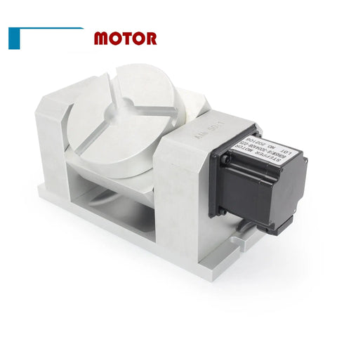CNC Fourth Fifth Axis Rotary Harmonic Drive Reducer Dividing Head Gearbox With 50 To 1 Speed Ratio And Pneumatic Motors For Beast Mode Precision Milling And Prototyping, white aluminum rotary axis unit
