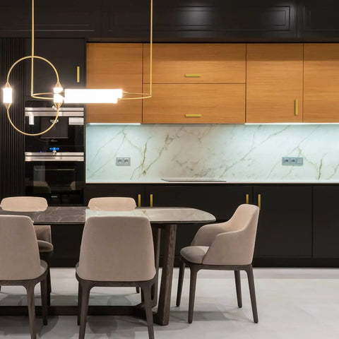 Modern kitchen with 25 Pack 4 Inch Gold Cabinet Pulls Brushed Brass Square Hardware For Kitchen Cabinets And Drawers 102mm Center To Center Hole Center Easy Install With Two Screw Sizes To Make Your Cabinets Look Fly