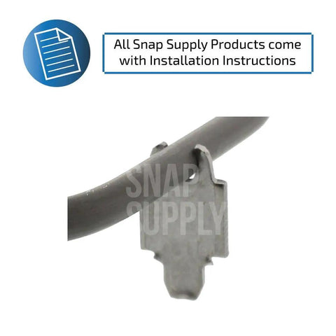 Close-up of metal tab on Bake Element Replacement For Oven Fits WB44K5012 WB44K6012 WB44M0001 WB44M1 with text on installation instructions