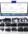 Heavy Duty Black Alloy Steel External E Clip Retaining Ring Washer Set 328 Piece Set Nine Sizes Built To Last