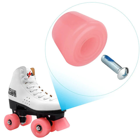 Two Pack Roller Skate Toe Stoppers Brake Plugs For Quad Skates Pink With Screws Included Durable PU Rubber For Fast Braking