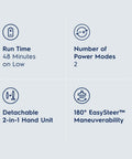 Electrolux Ergorapido cordless 2in1 vacuum, satin white; 48min run time; 2 modes; detachable hand unit; 180° EasySteer.