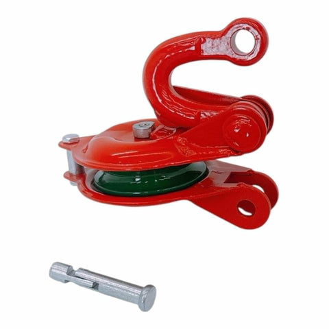 Half-Ton Heavy Duty Single Sheave Yarding Block With Shackle Pulley For Cable And Wire Rope, 1000 Lbs WLL, Red Powder Coated Finish