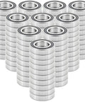 Pro Grade 6006 2Rs Deep Groove Ball Bearings 100 Pack stacked, showcasing size 30Mm X 55Mm X 13Mm double rubber sealed.
