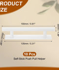 10 Pack Self Stick Push Pull Helpers 6 Inch Round Plastic Adhesive Cabinet Handles Easy Install Stick On For Kitchen Cabinets Windows Sliding Doors Closets Wardrobes White, 150mm size