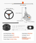 Heavy Duty Boat Steering System Kit With 12 Ft Steering Cable And 13.5 Inch Wheel, Three Quarter Inch Tapered Shaft components