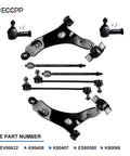 Ford Focus Front Control Arm Kit 2006 2007 2008 2009 2010 2011 With Front Lower Control Arm And Ball Joint Inner And Outer Tie Rod Ends And Front Sway Bar End Links Ready To Roll Complete Front Suspension Kit, black steel parts