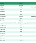 Technical specifications table for Heavy Duty 5000W Mid Drive Hall Sensor Motor with Fardriver Controller ND72450.