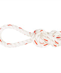 Close-up of 50 ft three strand twisted Polydacron rope from Three Quarter Ton Rope Puller With Fifty Foot Three Strand Twisted Polydacron Rope Included One Piece Aluminum Alloy Ratchet Wheel High Strength Electro Plated Steel Parts Notch At A Time Letdown Assembled In The USA