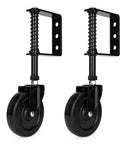 Heavy Duty Spring Loaded Gate Caster With 4 Inch Wheels, 360 Swivel Drag Wheels For Wooden And Metal Gates, Anti Sag Kit, 200 Lb Capacity, Pack Of 2