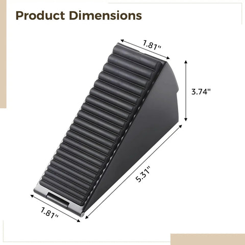 Adjustable Zinc Alloy Door Stopper Wedge With Anti Slip Surface Stays Put From 1.85 To 3.1 Inches No Drilling Required, dimensions shown
