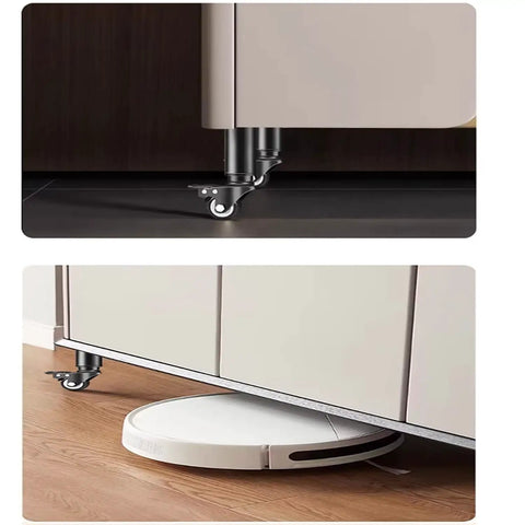 Four Pack Adjustable Heavy Duty Table Legs Built From Premium Steel With Tough As Nails Durability For Sofa Couch Coffee Tables Supporting Massive Loads While Gliding Effortlessly On Swivel Casters installed under furniture.