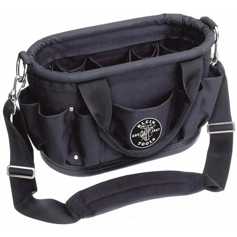 Black padded adjustable shoulder strap for tool tote and 5003 series bags, 37 to 55 inch, dual end fit, attached to tool tote.