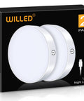 Box of 2 dimmable touch light with built-in 1000mAh battery rechargeable LED tap lights no fuss magnetic stick on puck night lights