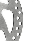 Close-up of a silver aluminum alloy rotor from the 140mm Rear Disc Brake Caliper Kit for Mini Dirt Bikes, Go Karts, Scooters, ATVs.