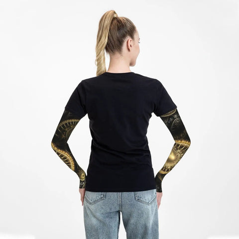 Abstract Steampunk Cooling Arm Sleeves With Thumb Holes Upf 50 Sun Shield Lightweight Stretch Compression Gear For Golf Running And Weekend Rides Snug Flex Grip Keeps You Cool And Fresh On The Grind