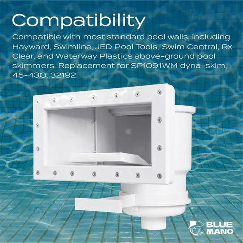Wide Mouth Above Ground Pool Skimmer Kit Replacement For SP1091WM Dyna Skim 45 430 32192 in pool setting
