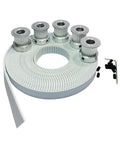 Open Ended Timing Belt Set 5 Meters Long 15mm Wide White Polyurethane Belt For Laser Engraving And CNC Machines, 5 Pulleys 24 Teeth