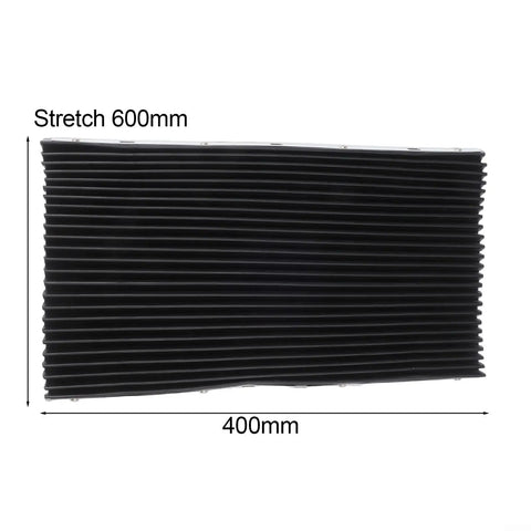 Heavy Duty Retractable Accordion Dust Cover For CNC And Milling Machines Telescoping Bellows Guard shown flat, 400x600mm size.