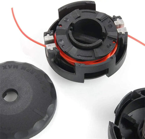 Speed-Feed 400 Trimmer Head Replacement For SRM Series Quick Load String Head, black plastic, partially disassembled
