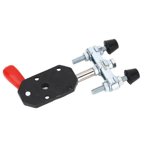 Push Pull Clamp Dual Head Toggle Clamp In Carbon Steel, 90kg Clamping Force, 20mm Stroke, side view showing red handle and bolts
