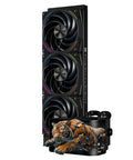 Wonder Vision 360 Turbo ARGB Black CPU Water Cooler with 6.67-inch 3D curved screen displaying tiger graphic
