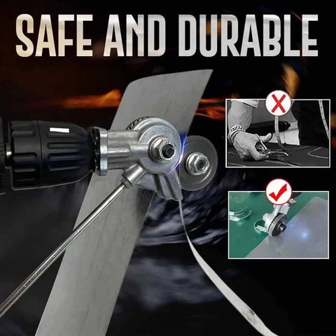 Electric Drill Plate Cutter Attachment For DIY Metalwork Steel Sheet Nibbler Shears Precision Plate Cutting Tool in use