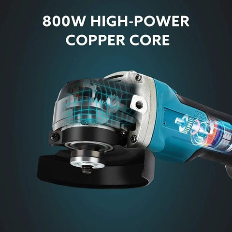 Hella Tough Corded Angle Grinder Designed For Badass Cutting Grinding And Polishing On Metal Wood Stone And Jade With Smooth Speed Control And Built In Cooling, 800W high-power copper core.