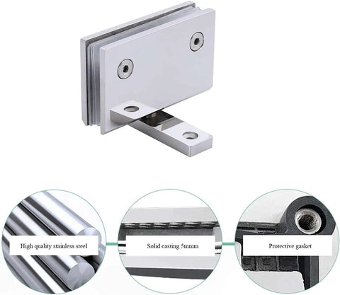 Heavy Duty 304 Brushed Stainless Steel Glass Shower Hinges With Sleek Two Way 360 Degree Rotation And Seamless Auto Close mounted with protective gasket.