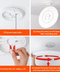 Installation steps for Remote Control Flush Mount LED Ceiling Light 18 Inch Round Fixture with dimmable and color-changing functions.