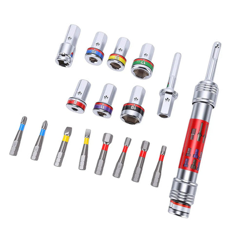 Premium 8-19mm Socket Bit Extension Set With Heavy Duty Alloy Steel Construction And Impact Ready Design Perfect For Home Furniture Repair Cabinet Installation And Toughest DIY Projects You Got Going, with 8-19mm sockets and bits